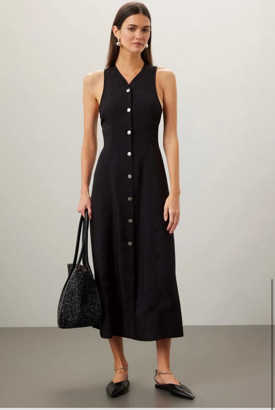 Proenza Schouler White Label Rumbled Button Front black Dress size 8